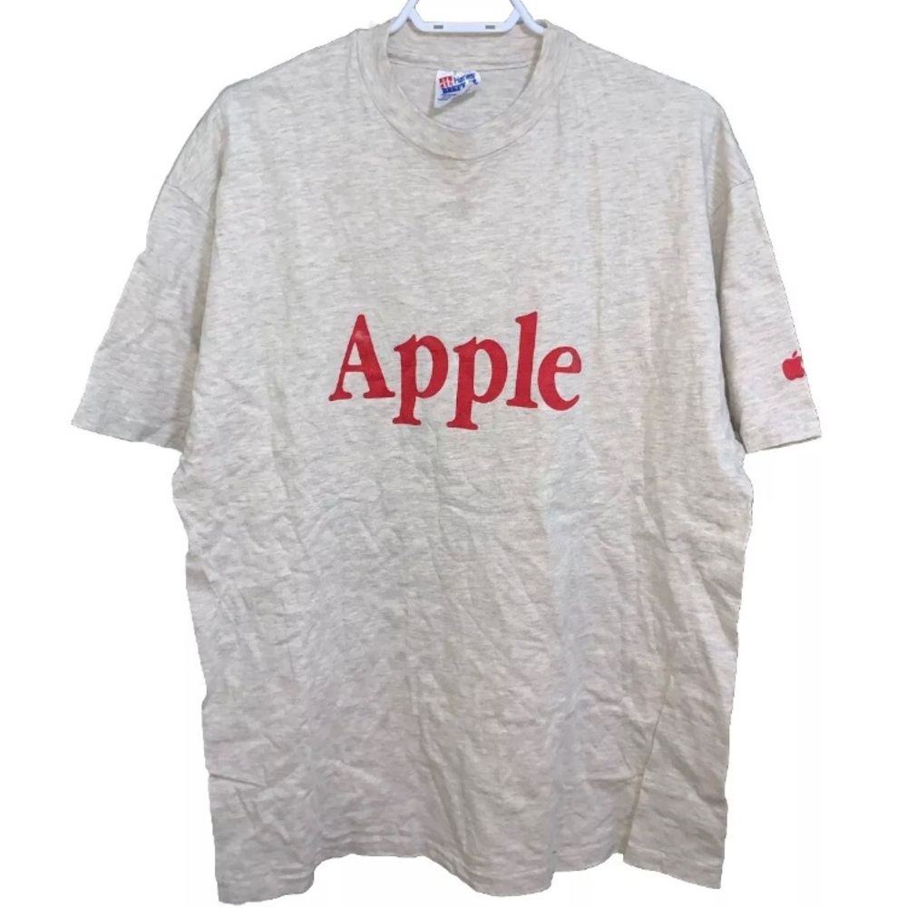 Vintage Apple Macintosh Logo T-Shirt White & Red 1990’s Single Stitch Size XL